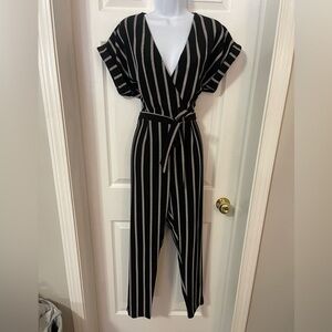 Chic Black and White Striped Jumpsuit